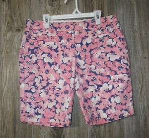 Womens Lands End Mid Rise Shorts Womens Sz 2p Pink Navy Floral Boho Cottage Core - Picture 1 of 9