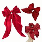Large Bow Ribbon Satin 3pc Set Barrette Steel Hairpin Accessories Hair Clip Band