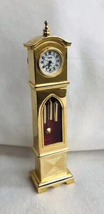 VTG XANADU BRASS FINISH GRANDFATHER CLOCK DOLLHOUSE 5 1/4" BATTERY OP  - Picture 1 of 7