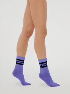 Wolford Logo Rib Socks (45046) Sodalite Blue/Black - Picture 1 of 1
