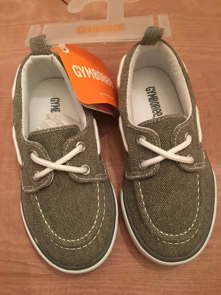 Zapatos de barco Gymboree gris pizarra para niños talla 8 con cordones nuevos con etiquetas Foto 1 de 1