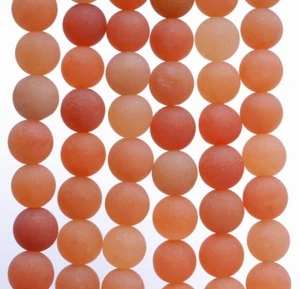 "Piedras preciosas aventurina de 4 mm naranja mate cuentas sueltas redondas 15" - Imagen 1 de 4