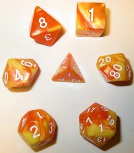 NEW Style ! RPG Dice Set of 7 - Auralus Orange-Yellow D4 D6 D8 D10 D12 D20 D00 - Picture 1 of 8