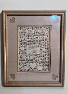 Figi Graphics Vintage Doilie Welcome Sign Framed 11x9 Cottagecore - Image 1 of 4