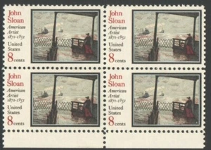 Vintage Unused US Postage Block 8 Cent Stamp JOHN SLOAN AmericanArtist 1871-1951 - Picture 1 of 2