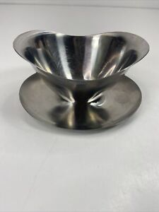 Vintage Dolphin Japan Stainless Steel Gravy Boat Bowl Dish Drip Plate