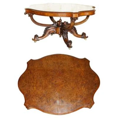 MESA DE NOGAL REBABA CENTRAL TALLADA ORNAMENTADA VICTORIANA ANTIGUA CIRCA 1860 MUY FINA Foto 1 de 4