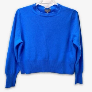 J.Crew Sweater Luxurious Cashmere Size 2X Blue Cropped Fit Crewneck - Picture 1 of 14