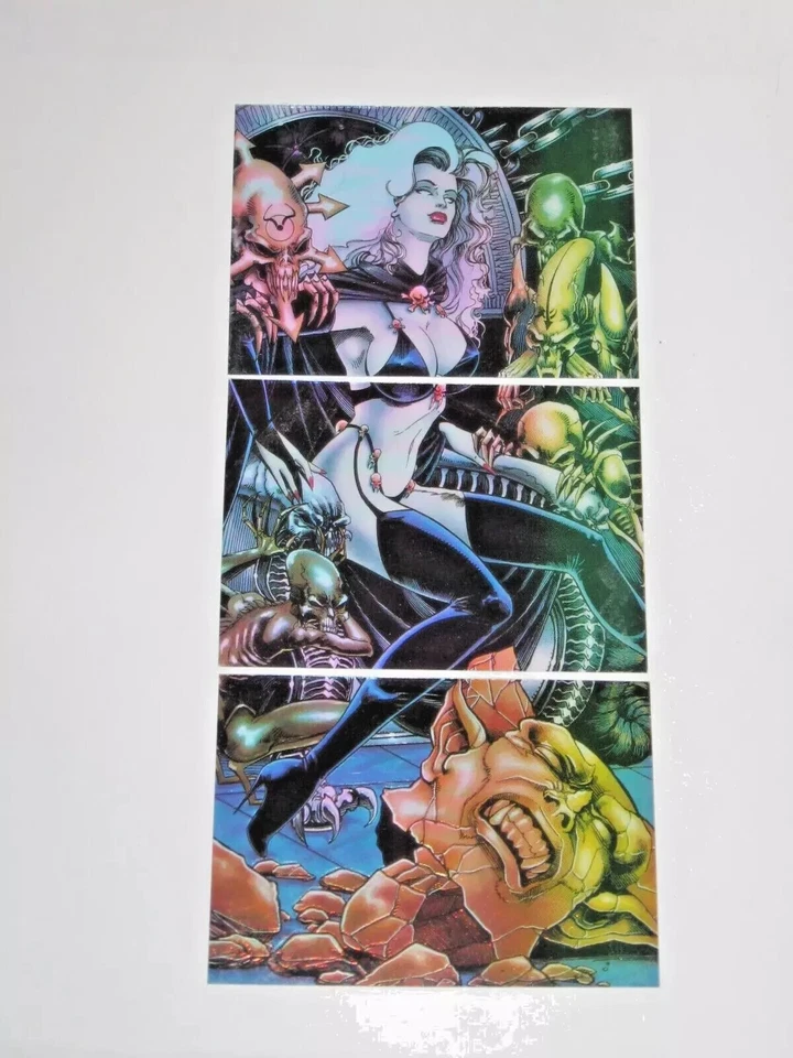 1995 LADY DEATH ALL-CHROMIUM SERIES 2 INSERT CLEARCHROME TRYPTIC 3 Card Set - Image 1 of 1