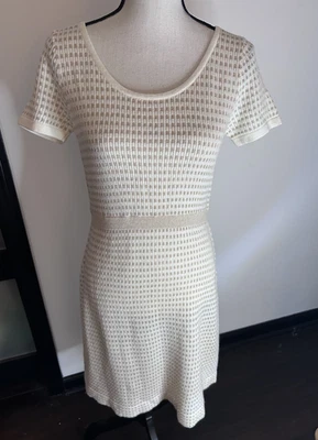 Vestido Suéter Anthropologie Sparrow Rejilla Dorada Nuevo con Etiquetas Crema Marfil Dorado Talla Med. Foto 1 de 4