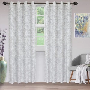 Lotus Jacquard Curtains, Floral Damask Window Accent, Perfect for Family Room... - Picture 1 of 4