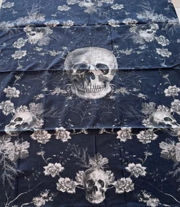 Pottery Barn Skull Toile Organic Cotton Table Throw 50"x50" MSRP $99 NWT - Picture 1 of 6