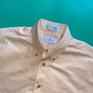 Men’s ENRO Button-Down Shirt Size Medium Short Sleeve Peach Color - Picture 1 of 6