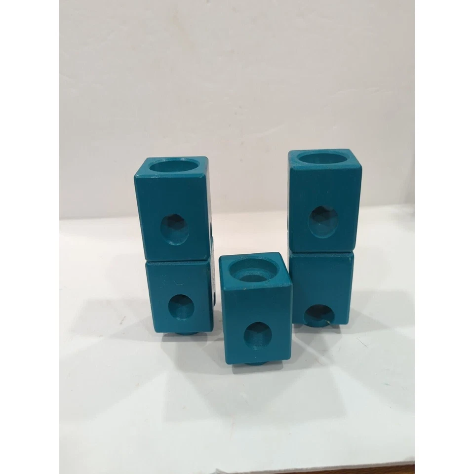 Hape Quadrilla Wooden Marble Run Replacement Lot Of 5 Turquoise Blocks - Image 1 of 4