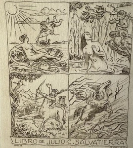 Ex-libris-JULIO FERNÁNDEZ SAEZ-(Esp,1953) C3-BN.2056-13-Julio C. Salvatierra - Imagen 1 de 3