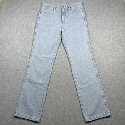 Wrangler 936 cowboy cut slim fit jeans men's 32x32 blue light wash denim solid - Image 1 of 4
