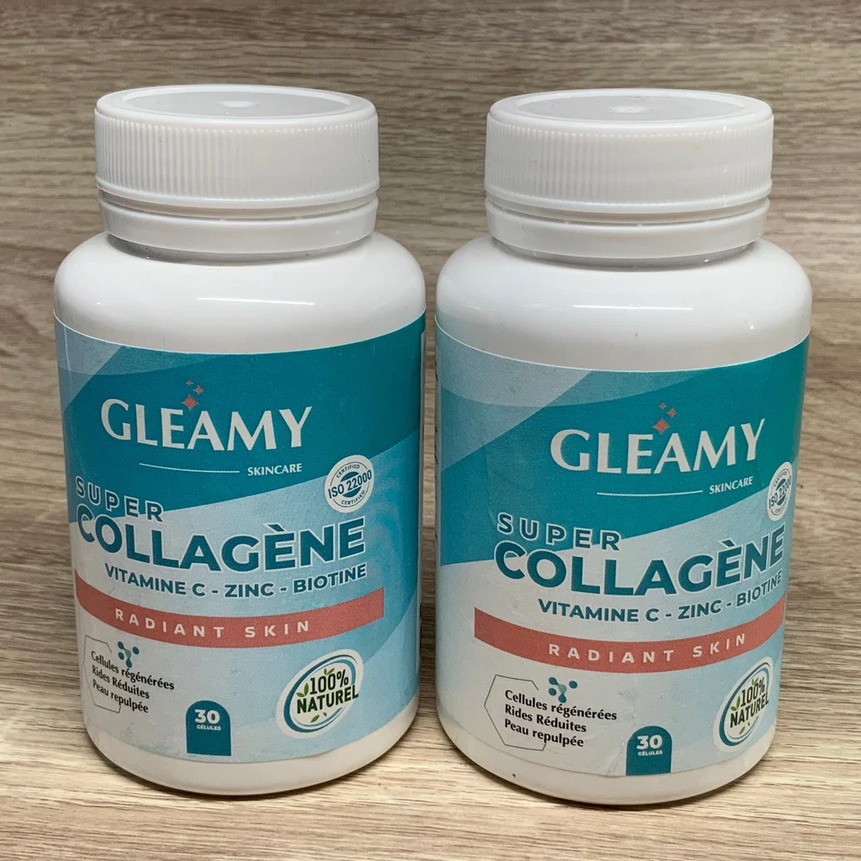 GLEAMY SUPER COLLAGENE Lot 2 X 30 Gélules Peau Repulpée Rides réduites - 10/26