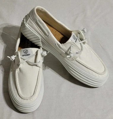 Sperry Bahama SeaCycled Collection Women’s Size 10M White Lace-to-Toe Sneakers  - Image 1 of 4