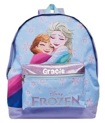 Personalised Frozen Girls Backpack Elsa Frozen School Nursery Bag Rucksack Name - Image 1 of 4