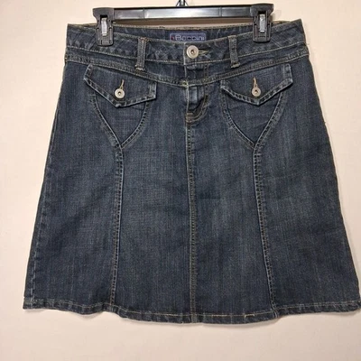 Falda vaquera Baccini para mujer talla 8 lavado medio denim botones solapa bolsillos Y2K rodilla Foto 1 de 4