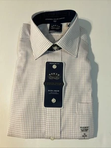 Camisa de vestir Eagle Shirtmakers roja/azul a cuadros de algodón coral talla L NUEVA CON ETIQUETAS - Imagen 1 de 6