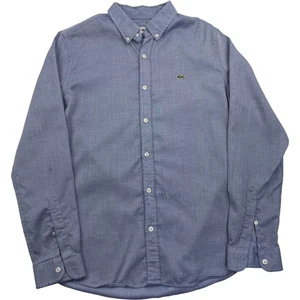 Lacoste Slim Fit Polo Button-Down Blue Embroidered Logo Mens US M - Picture 1 of 6