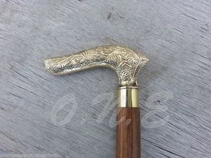 Messing Gehstock Stock Vintage Griff Kopf Antik Holz Viktorianischer Stil... - Bild 1 von 6