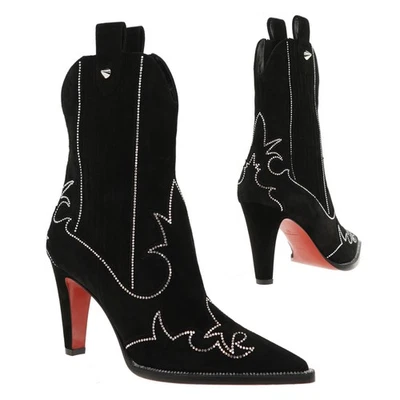 Christian Louboutin Santigag Strass 85 черный бархат размер 37 США новый - Изображение 1 из 4