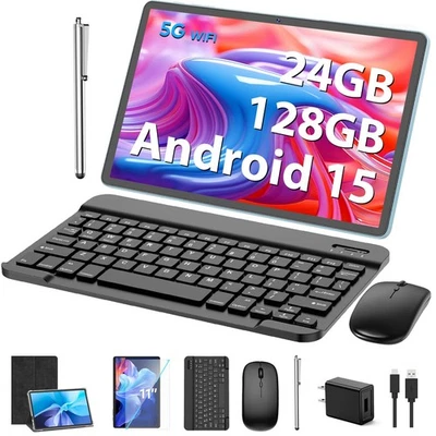 Android Tablet, 11 inch Android 15 Tablet with Keyboard, 24GB+128GB, 1TB Expa... - Image 1 of 4