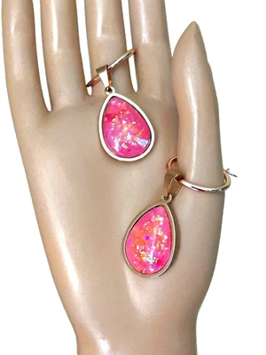 Pendientes Ópalo Sherbet Rosa Resina Ópalo Lágrimas Acero Inoxidable 18KGP Oro Rosa Foto 1 de 4