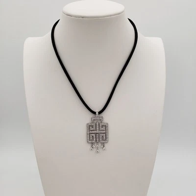 Colgante Diamonique Art Deco con cordón ajustable plata de ley circonita cúbica 2,4 quilates Foto 1 de 4