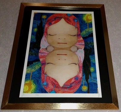 DEATH NYC ltd подпись в рамке уличное искусство печати 45 x 32 см Yoshitomo Нара отражение - Изображение 1 из 2