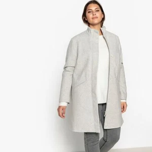 La Redoute Grey Chevron High Neck Coat Size 18 Wool Mix Funnel Neck RRP £135 - Picture 1 of 4