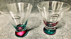 Dansk SPECTRA Cocktail Martini Liquor Crystal Set-New with Labels-Aqua & Pink