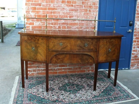 English Antique Edwardian Mahogany Sideboard / Buffet / Bar Cabinet Cover