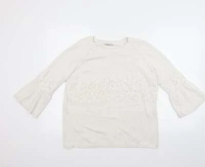 TU Womens White Round Neck Cotton Blend Jumper Size 14 - Image 1 of 4
