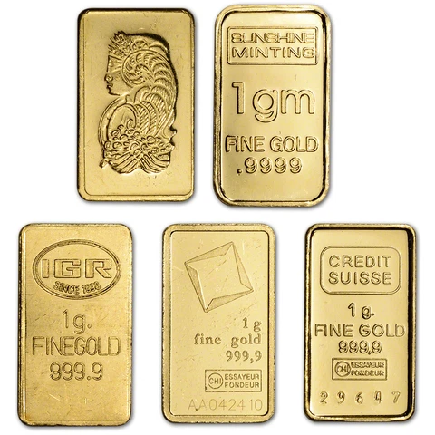 1 gram Gold Bar - Random Brand - Secondary Market - 999.9 Fine Cover
