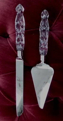 Vintage Lenox, Conjunto de Sobremesa de Casamento 2 Peças, Faca para Bolo, Servidor, Padrão de Coração - Imagem 1 de 3