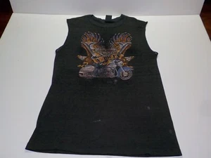 Vtg 1987 Harley Davidson M Shirt 3D Emblem V-Twin Cut Off Distressed Thin (0523) - Picture 1 of 11