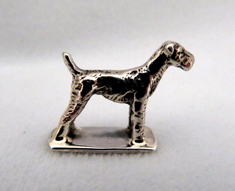 Miniature Solid Sterling Silver Terrier Dog Figurine Cover