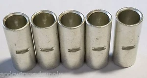 2 GAUGE TINNED COPPER BUTT CONNECTOR 5 PK CRIMP TERMINAL AWG BATTERY SPLICE - Picture 1 of 2
