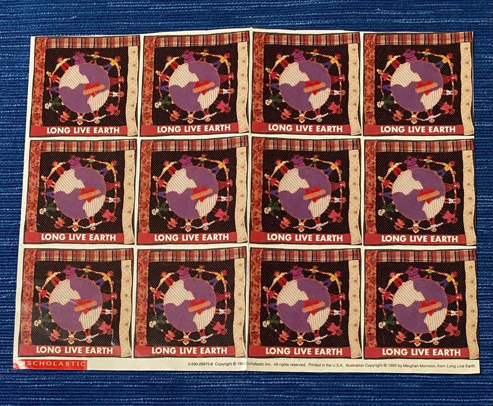 Vintage 1993 Long Live Earth Scholastic Book Sticker Sheet Meighan Morrison 988A - Image 1 of 1