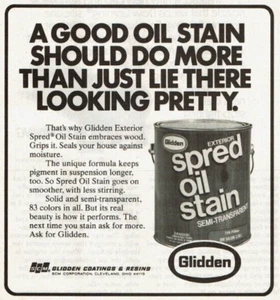 1980 Vintage Print Ad Glidden Coatings & Resins Spred Oil Stain A Good Should Do - Picture 1 of 2