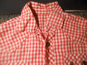 1970s CHECKERED HORSE button Shirt Red white Retro Ladies western style riding - Bild 1 von 4