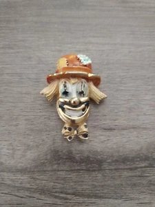 VTG Enameled Clown Face Brooch Multicolor 1.5" Tall - Picture 1 of 2