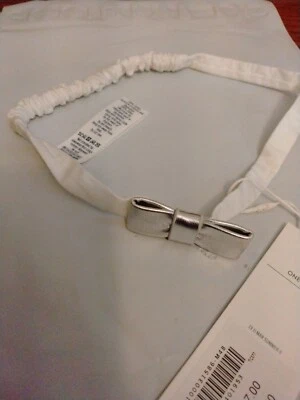 One Size White With Silver Bow 100% Cotton Headband - Image 1 of 3