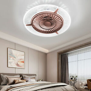 22" Ceiling Fan LED Light Modern Round Light Home Chandelier Lamp Remote Control