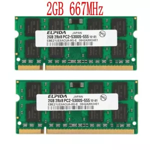 Elpida 4GB 2x 2GB PC2-5300S DDR2-667MHz 200Pin cl5 SODIMM Laptop RAM Memory - Picture 1 of 7