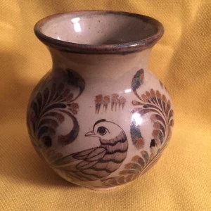 Jarrón Carlos Villanueva Cerámica México Firmado Codorniz Pájaro 7" Excelente Estado - Imagen 1 de 3