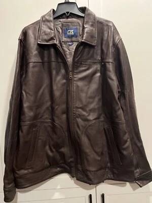 CUTTER & BUCK Mens 100% LAMB SKIN Leather Bomber Jacket/Coat 2XT - Image 1 of 4